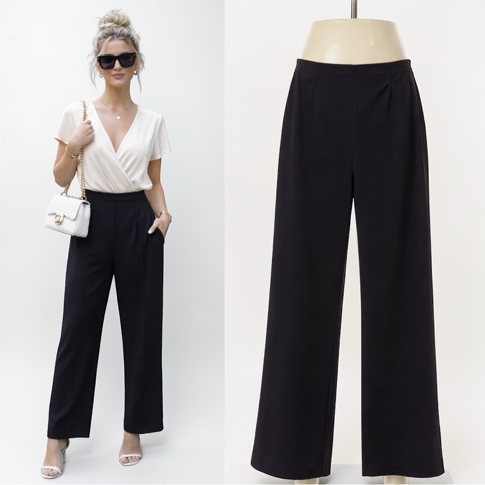 Clara | EUC USA Classic Black High Rise Elastic Waist Wide Pant (Size S/M)